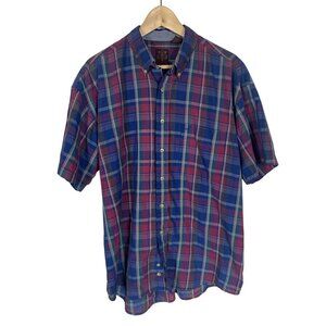 Haggar Casuals Button Down Short Sleeve Shirt Size Large